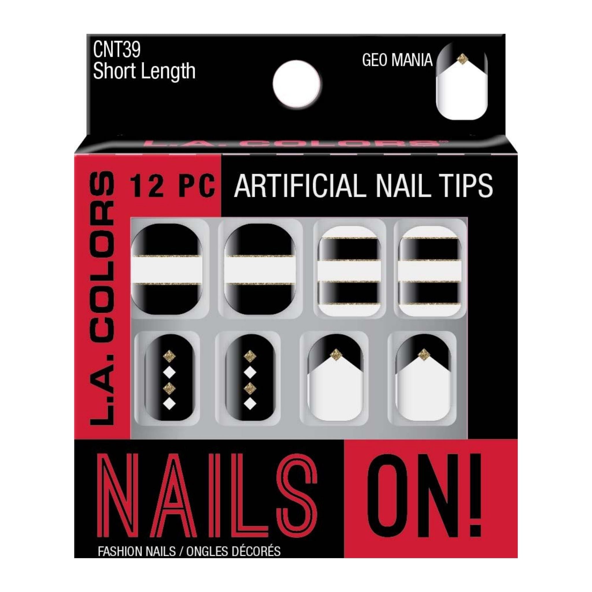 12pc Nails On Artificial Nail Tips - Geo Mania