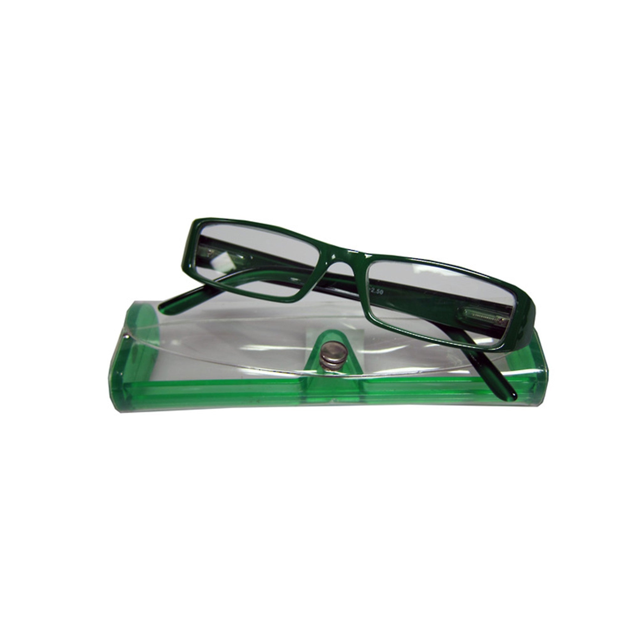 Reading Glasses Coloured In Case - Green +2.50