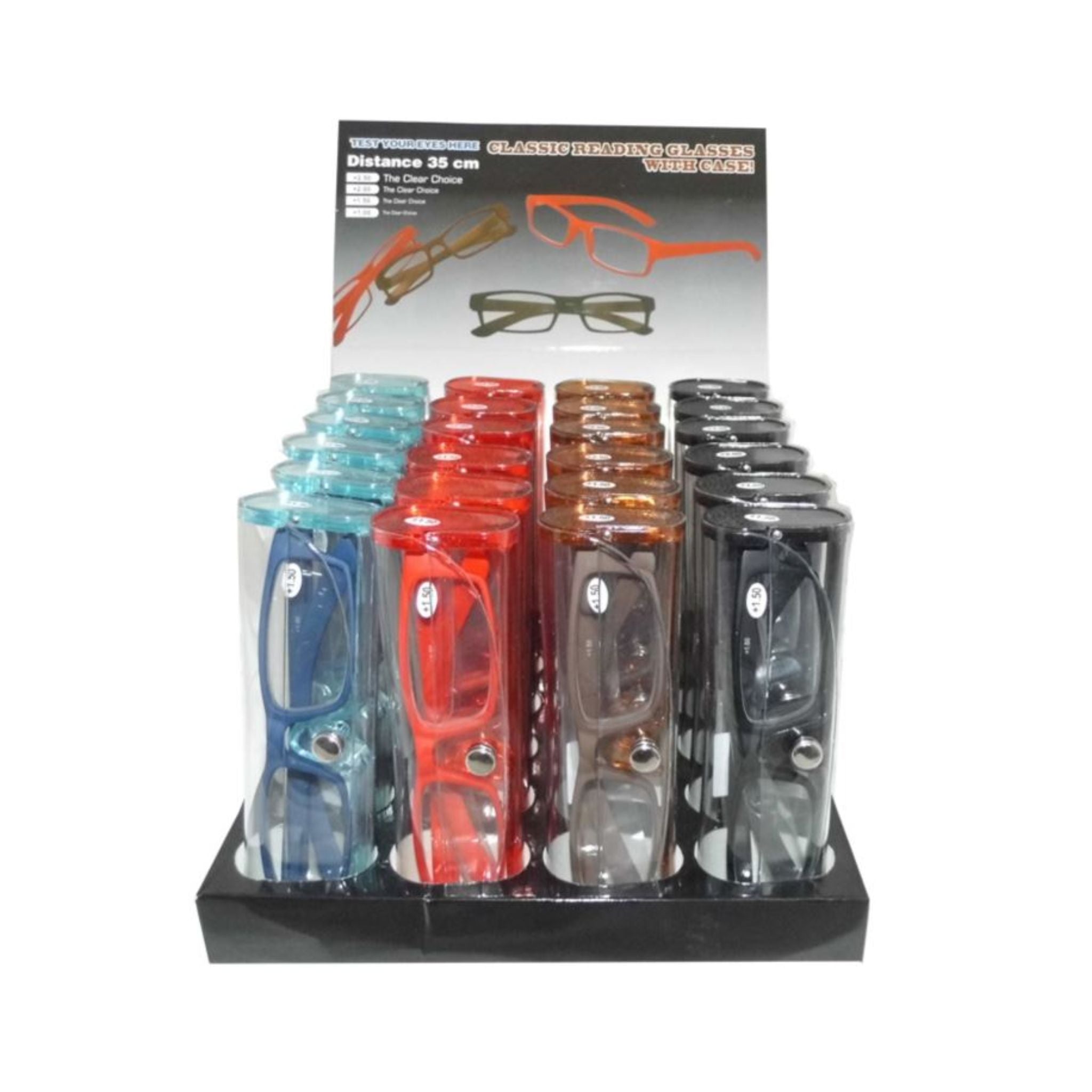 Coloured Reading Glasses In Clear, Soft Case 1.5 *SINGLES