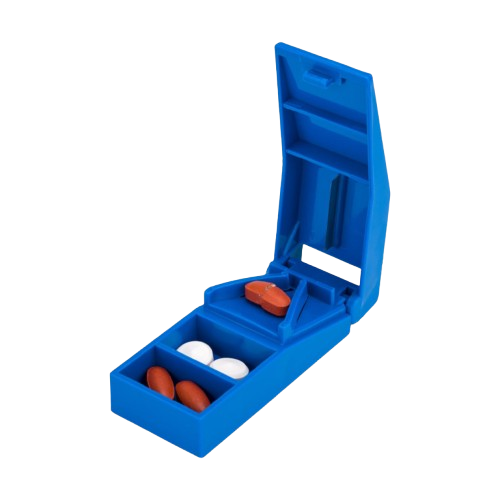 Daily-Med Blue Tablet Cutter with Storage