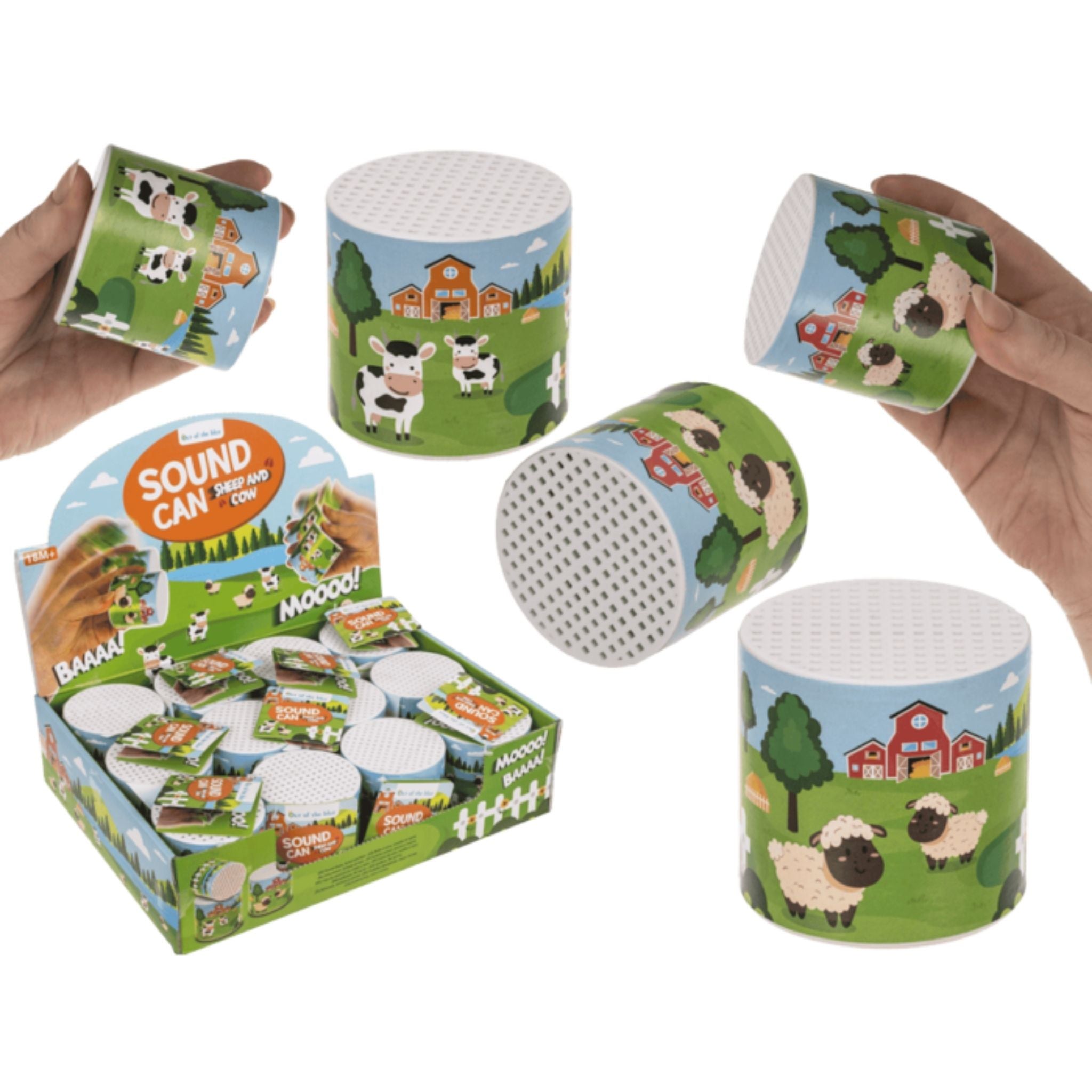Sound Can, Sheep and Cow Disp - 12pcs