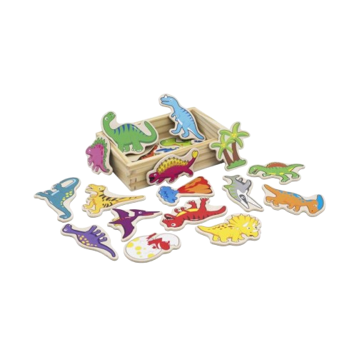 Wooden Dinosaur Magnets in Box