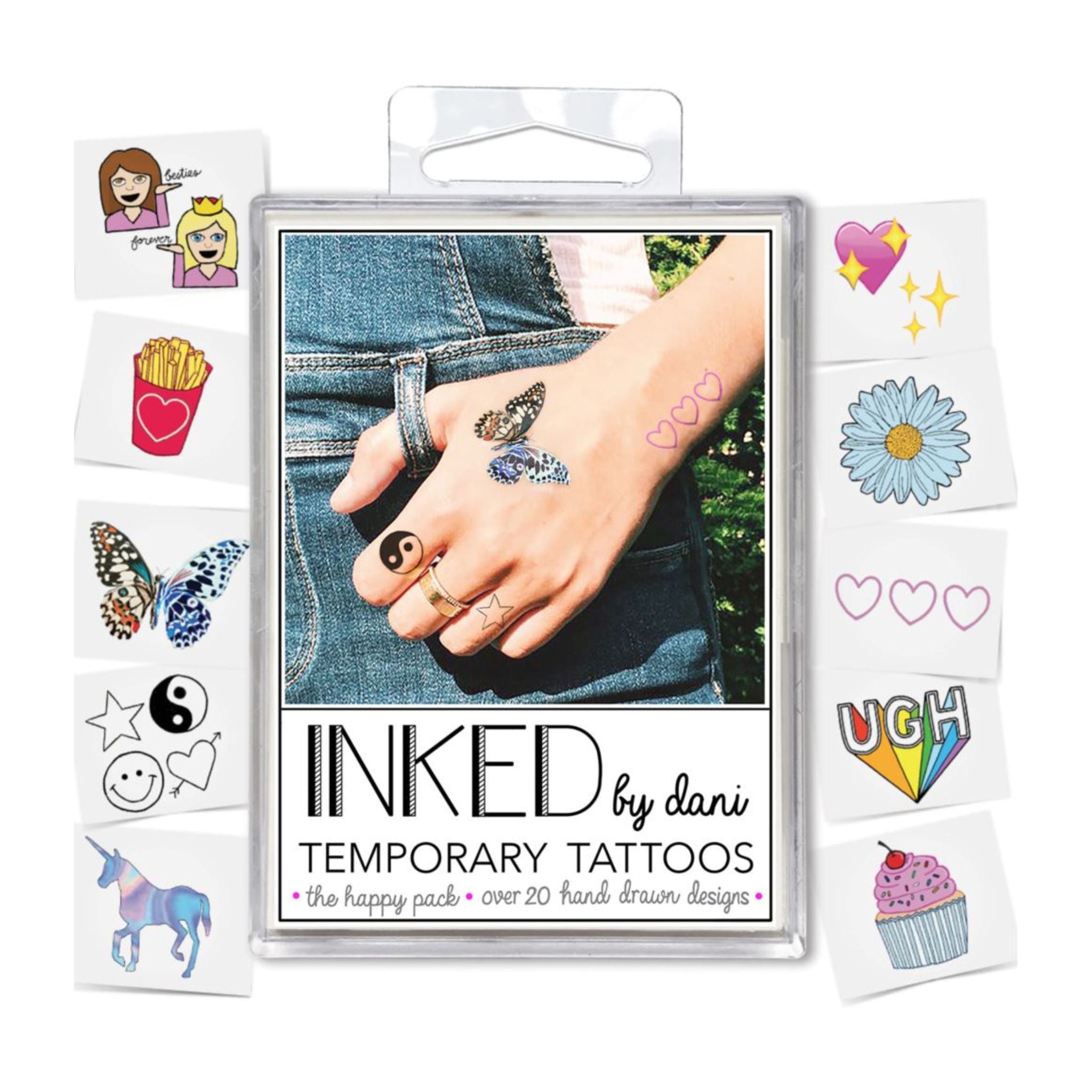 Inked Temporary Tattoos - Happy Pack
