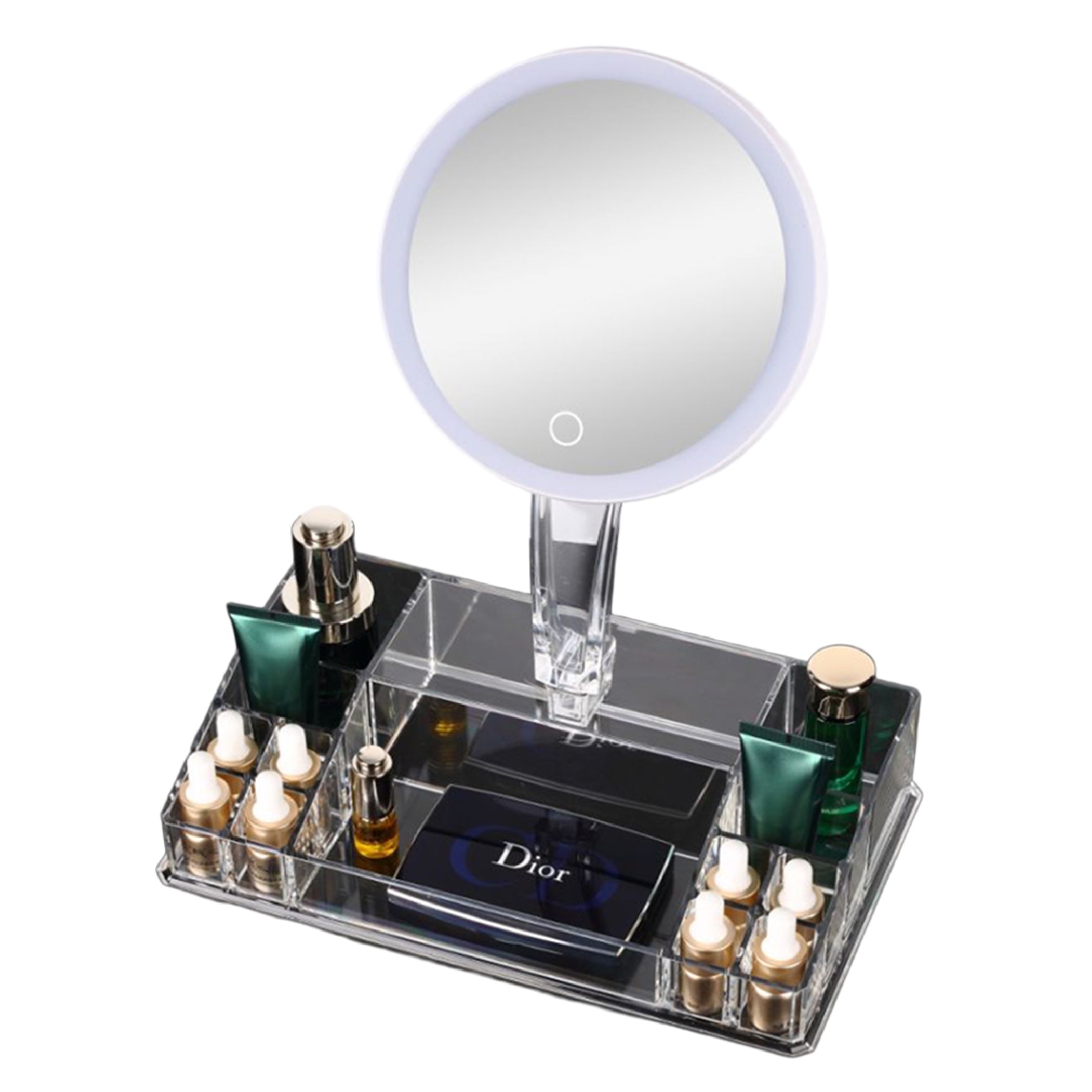 LED Mirror with Cosmetic Organiser