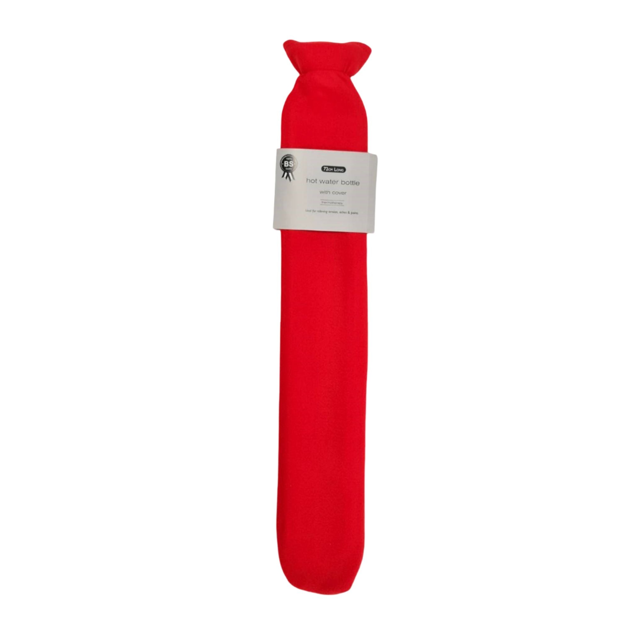 Long Hot Water Bottle & Cover - Red