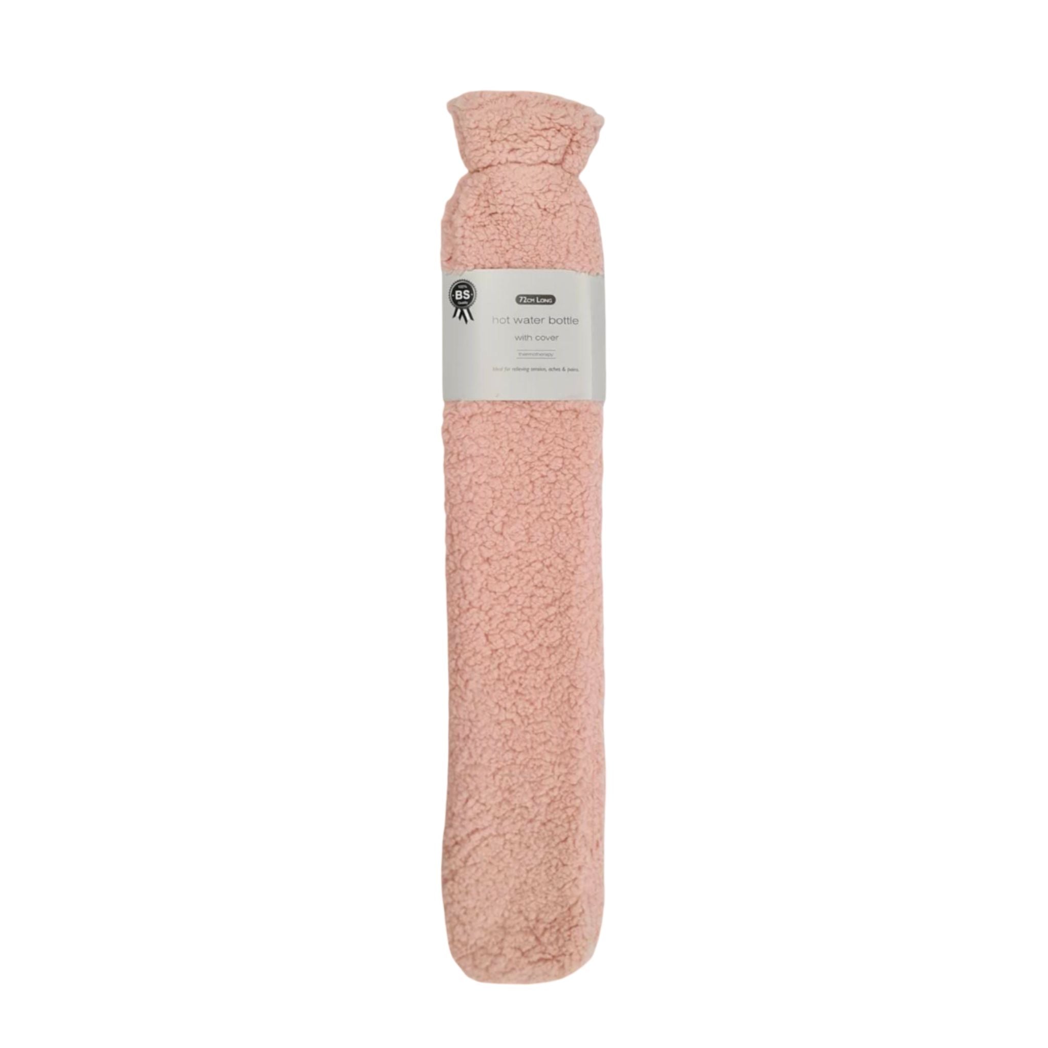 Long Hot Water Bottle & Sherpa Cover - Pink