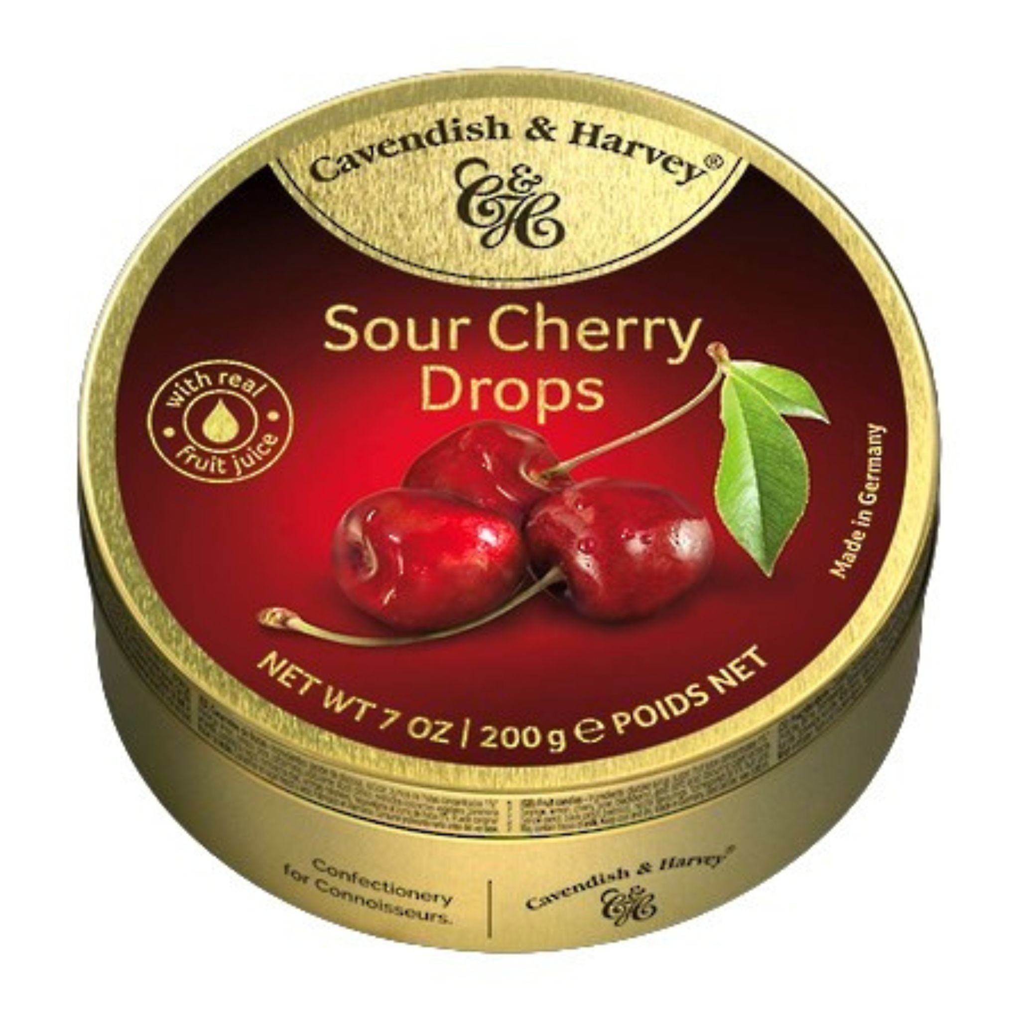 C&H Tin Sour Cherry Drops 200g