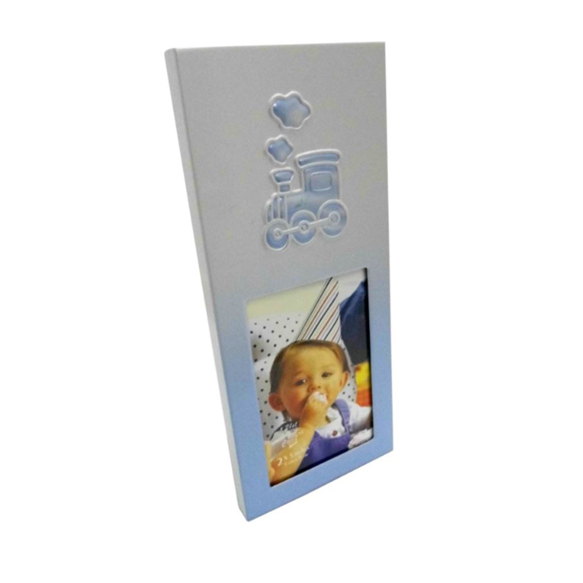 Alu. Baby Photo Frame Blue Train