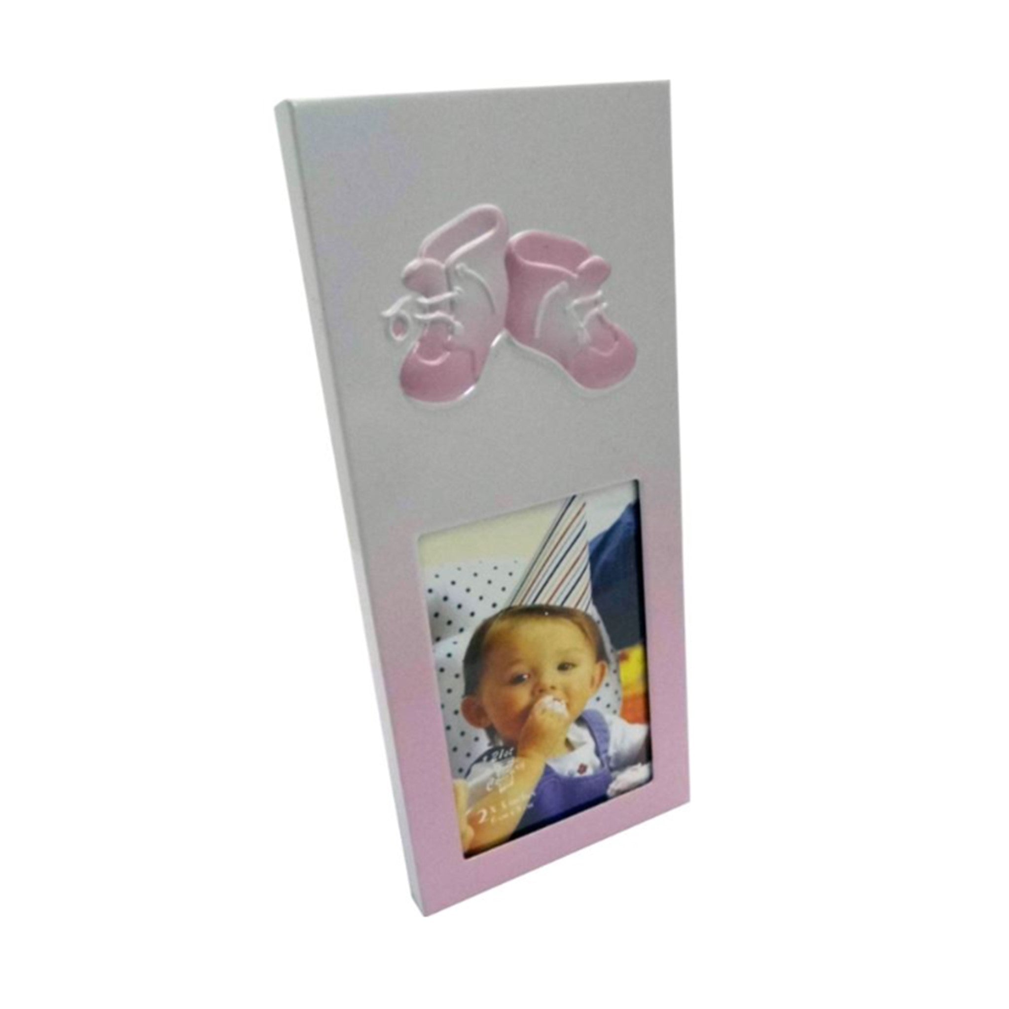 Alu. Baby Photo Frame Pink Bootees