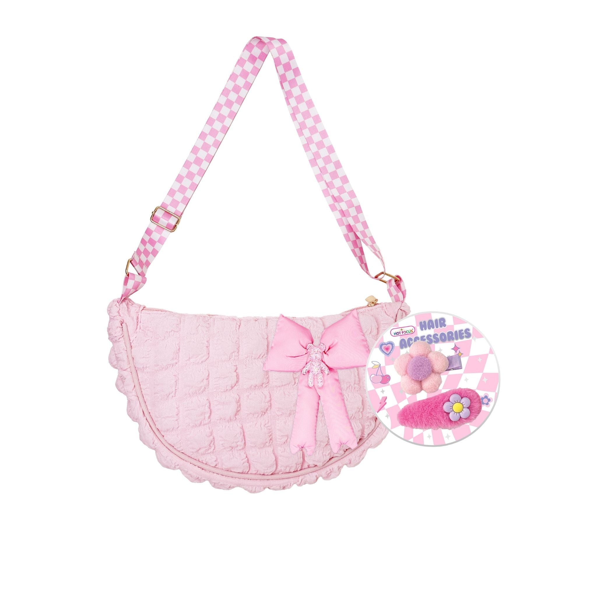 Bowtiful Puffer Crossbody Bag Pink