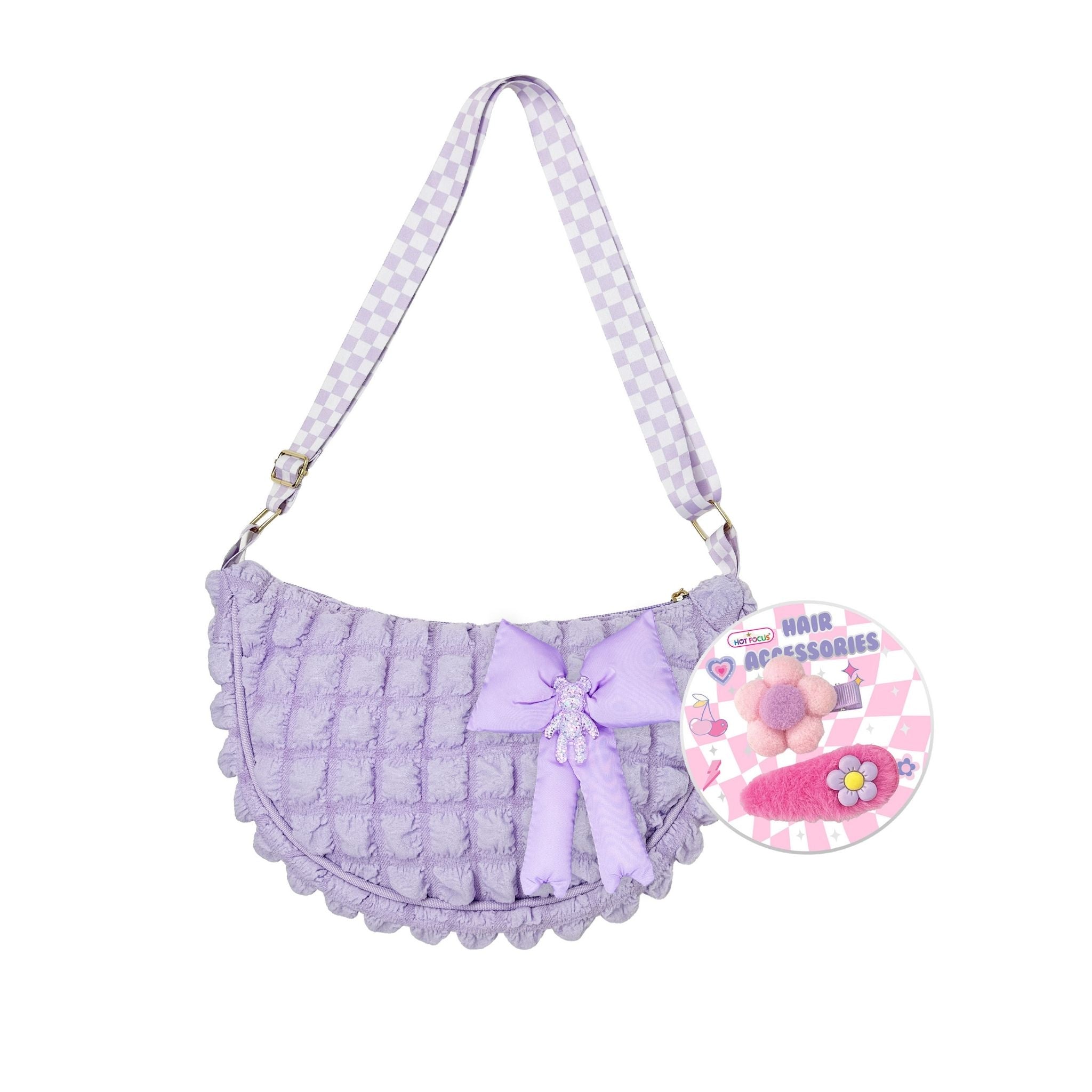 Bowtiful Puffer Crossbody Bag Purple