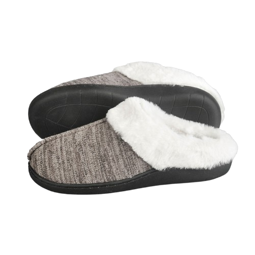 Women Slippers Brown with Fur Trim XSmall (Size 5-6)