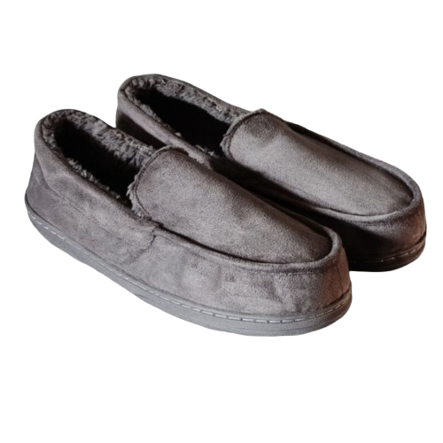 Mens Slippers Dark Grey Full Back Medium (Size 9-10)