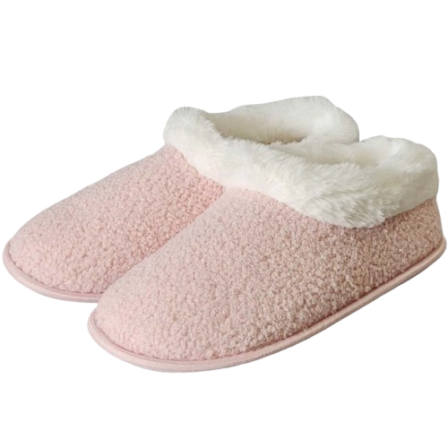 Womens Slippers Pink with White Fur Small (Size 7-8)