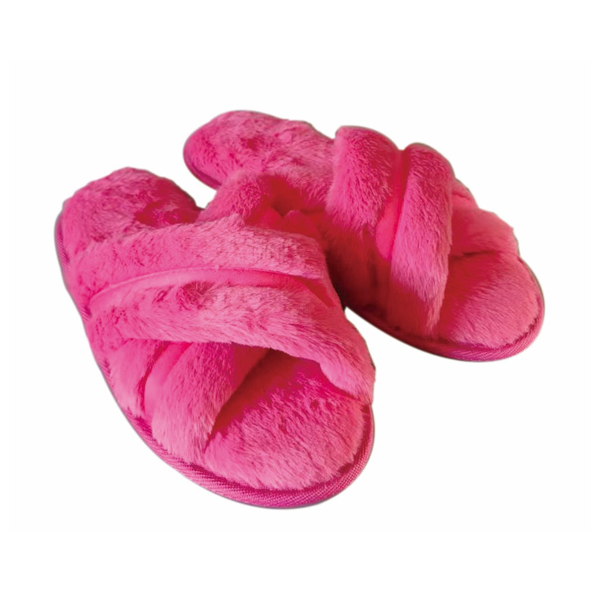 Womens Slippers Hot Pink Cross Over Large (Size 9 - 10)