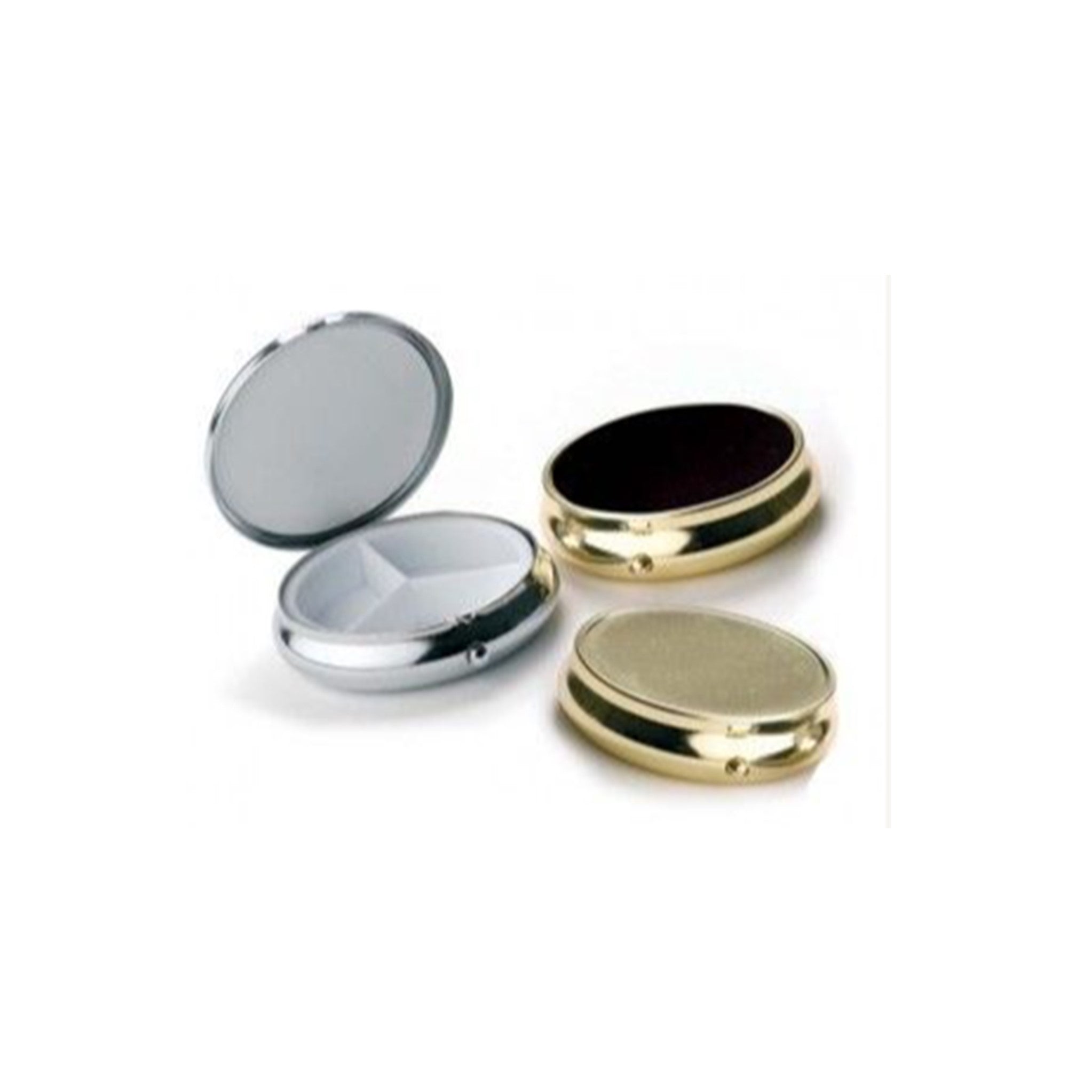 Medi Manager Round Pill Box Asst. (Leather/Metal finish)