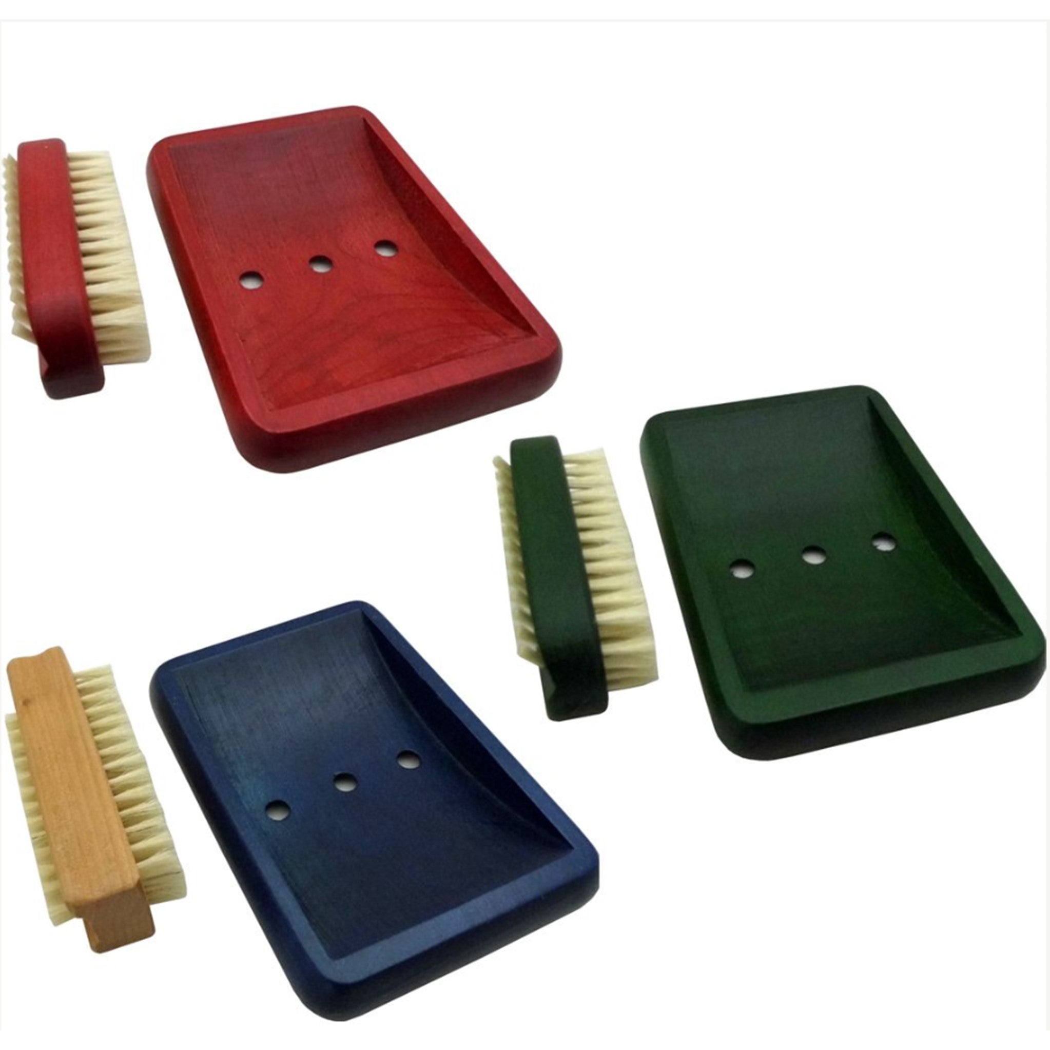Colour Pine Soap Dish/Nail Brush Set