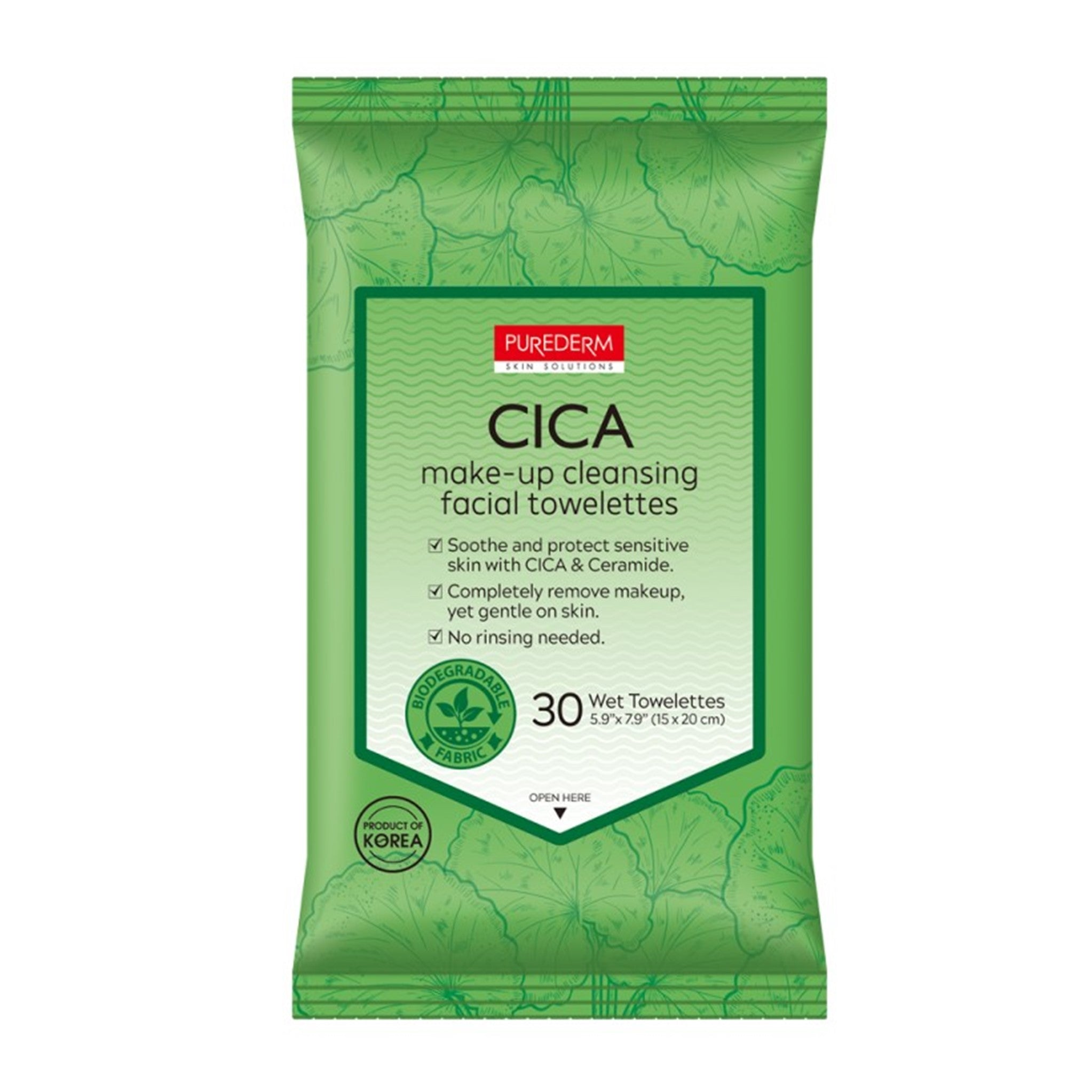 Purederm Cica Makeup Cleansing Facial Towelettes