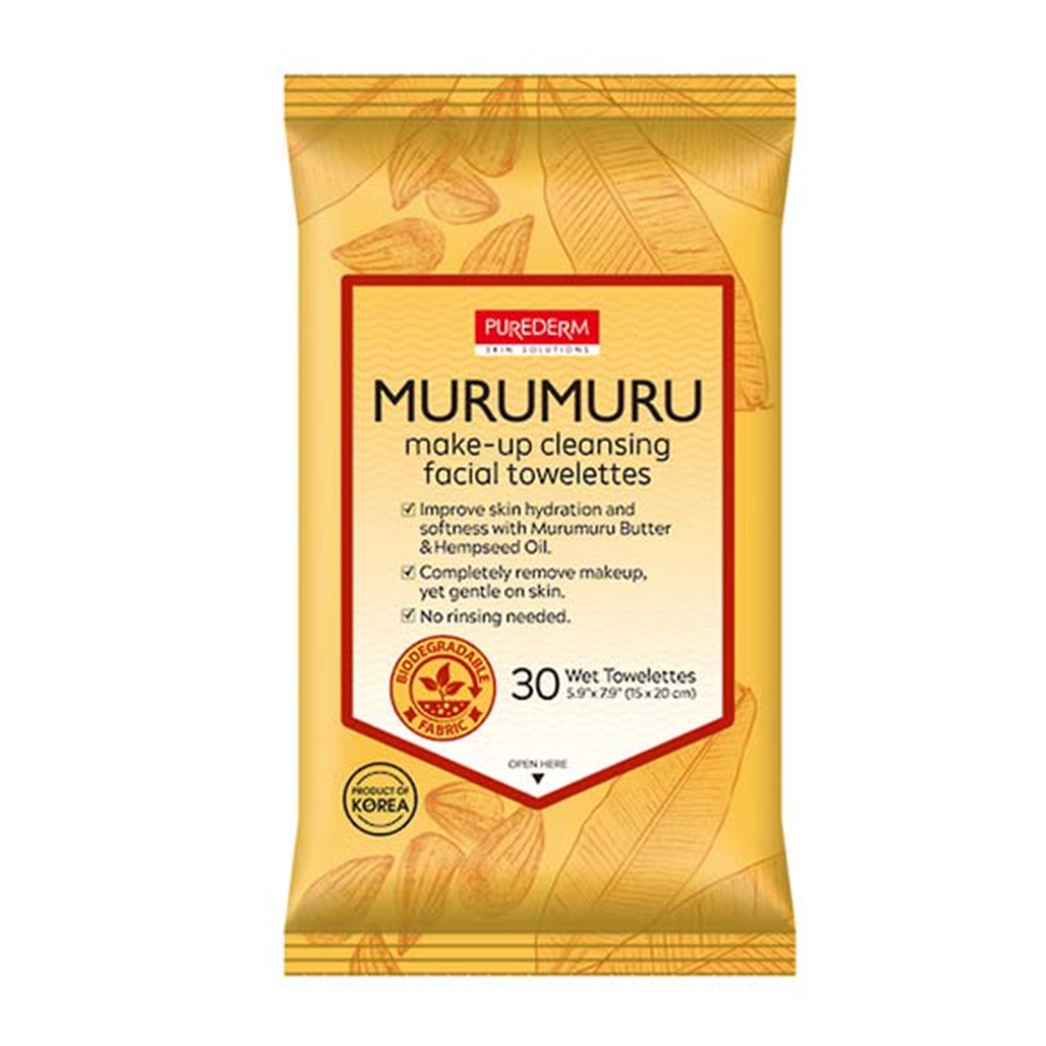 Purederm Murumuru Makeup Cleansing Facial Towelettes