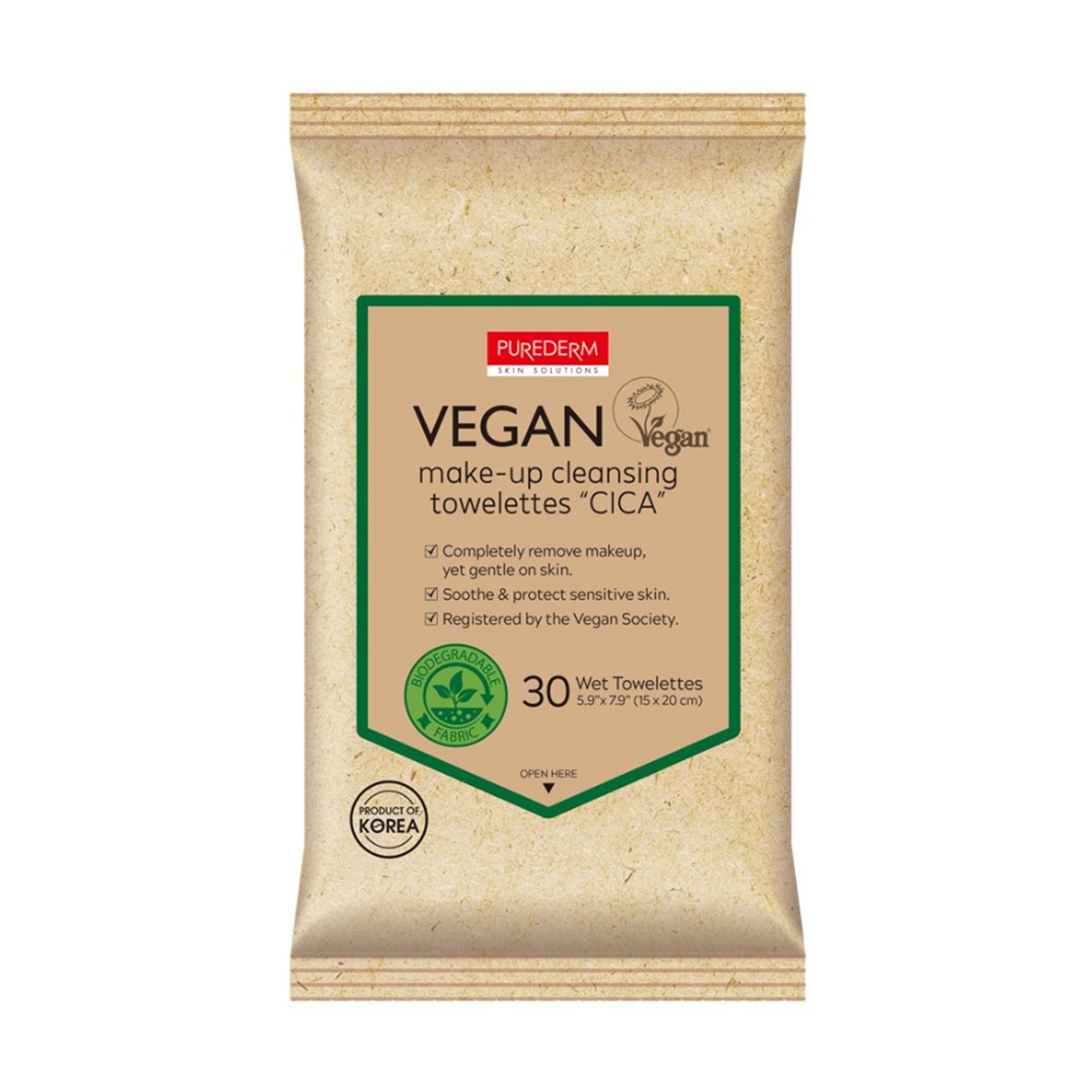 Purederm Vegan Make-up Cleansing Towelettes "CICA"